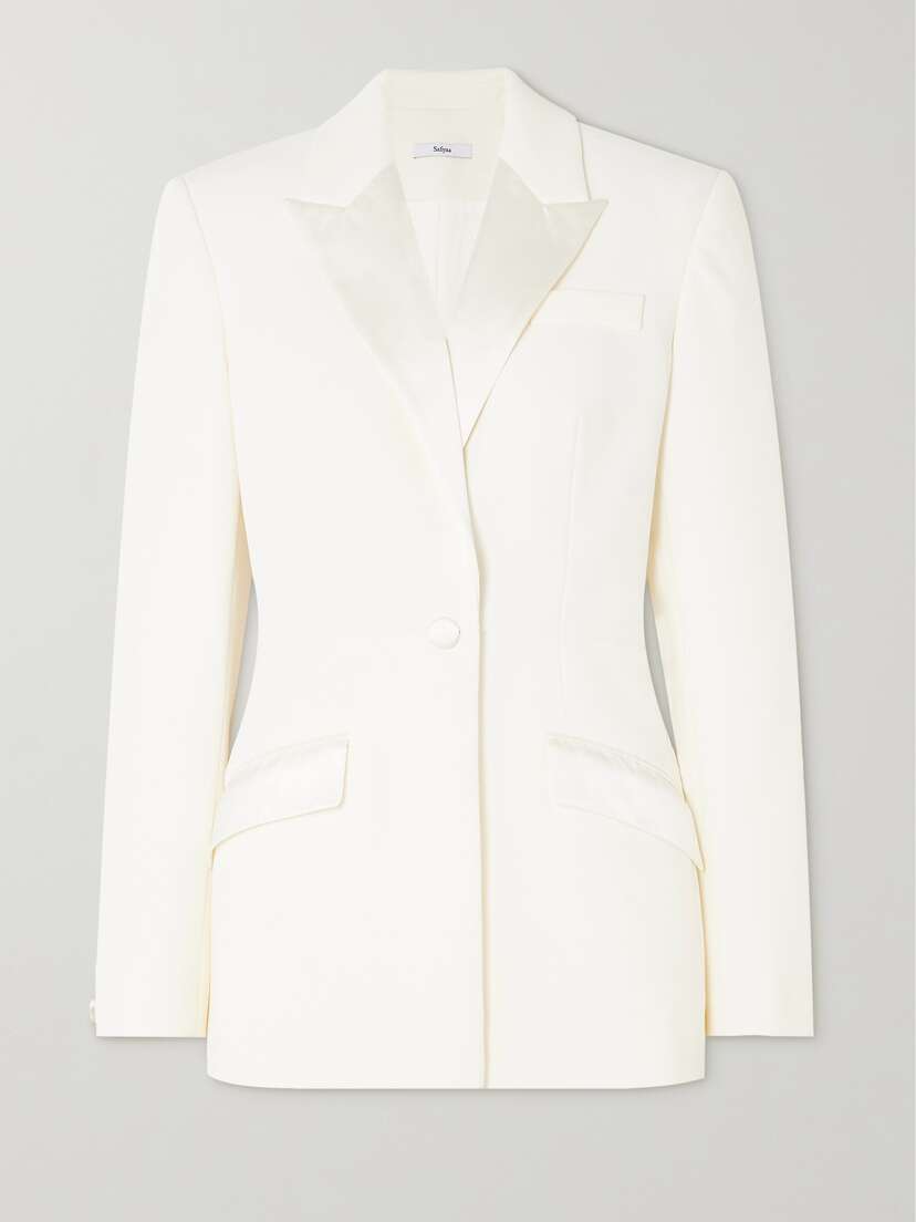 Safiyaa Arlene Satin-trimmed Stretch-crepe Blazer