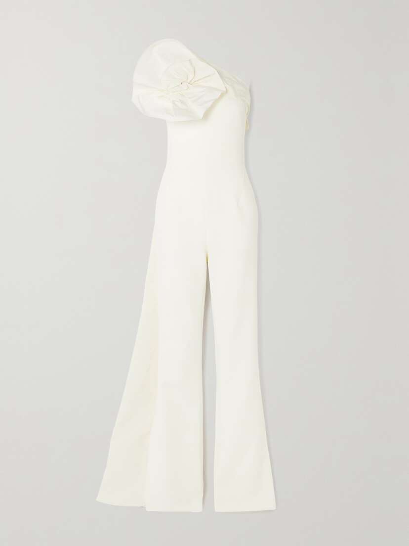 Safiyaa Omi Strapless Cape-effect Faille-trimmed Stretch-crepe Jumpsuit