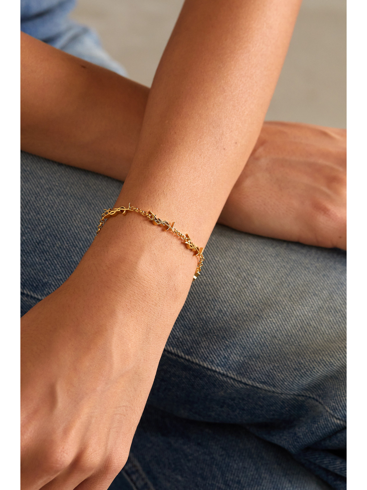 Shop Saint Laurent Cassandre Gold-tone Bracelet