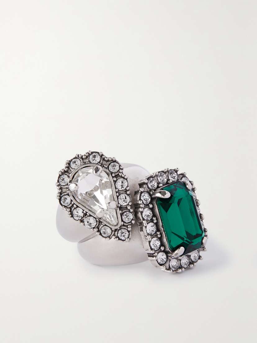 Saint Laurent You & Me Silver-tone Crystal Ring