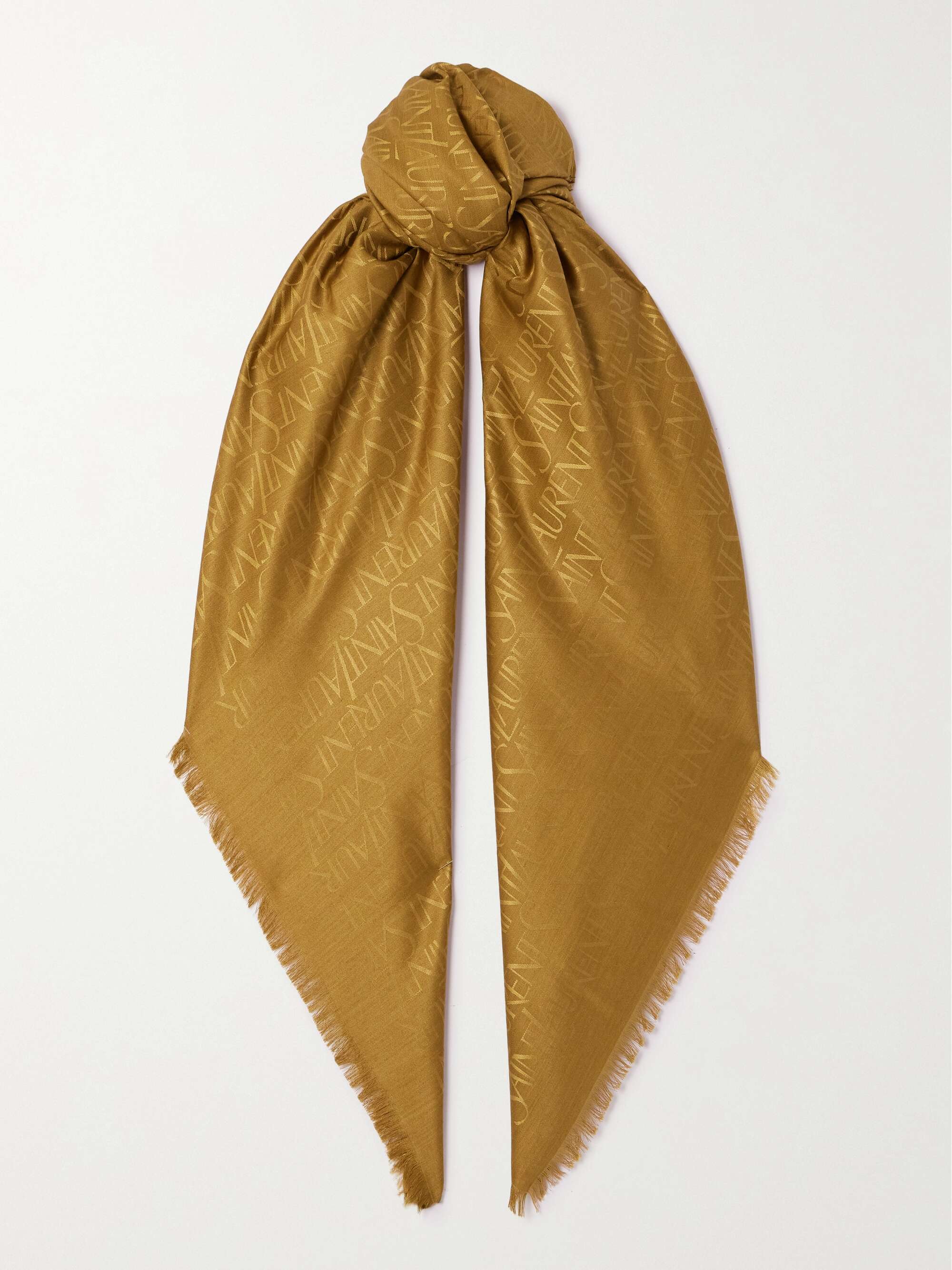 SAINT LAURENT Grand Carré silk and wool-blend jacquard scarf | NET-A-PORTER