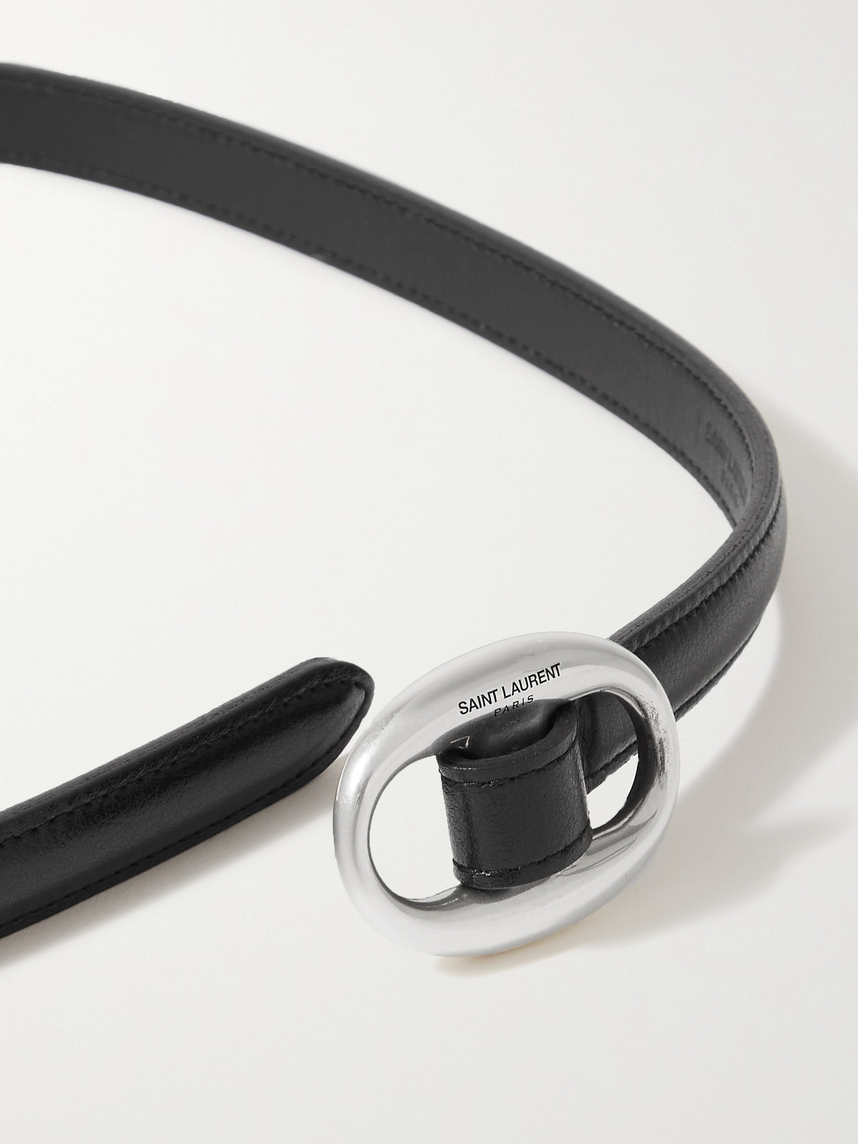 Saint Laurent Glossed-leather Belt In Black