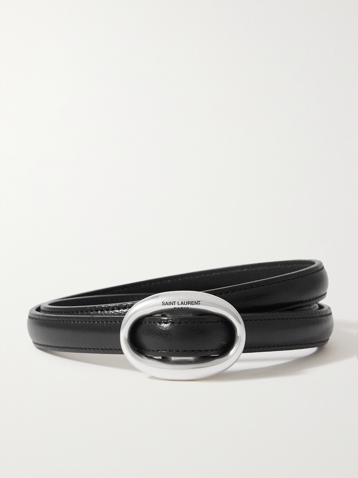 Saint Laurent Glossed-leather Belt In Black