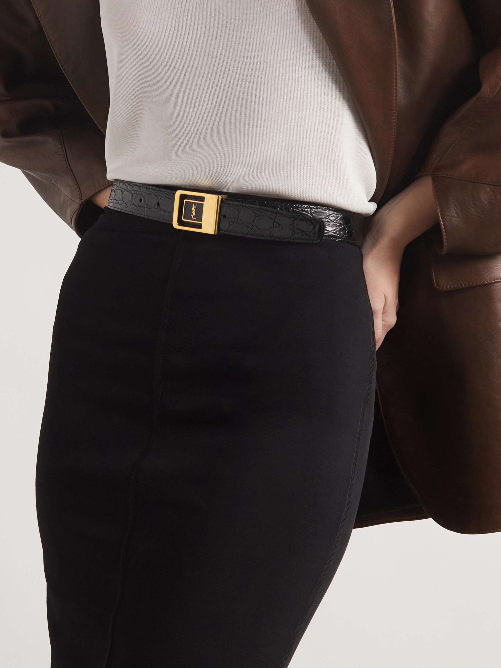 Black Leather belt, SAINT LAURENT, NET-A-PORTER