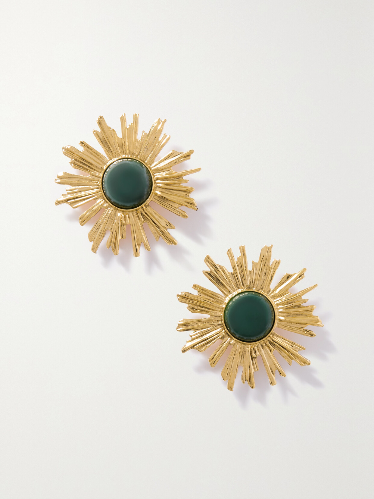 Saint Laurent Sun Oversized Gold-tone And Stone Clip Earrings In Gold