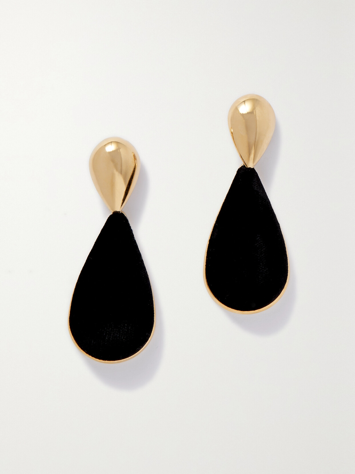 SAINT LAURENT HOURGLASS VELVET AND GOLD-TONE CLIP EARRINGS