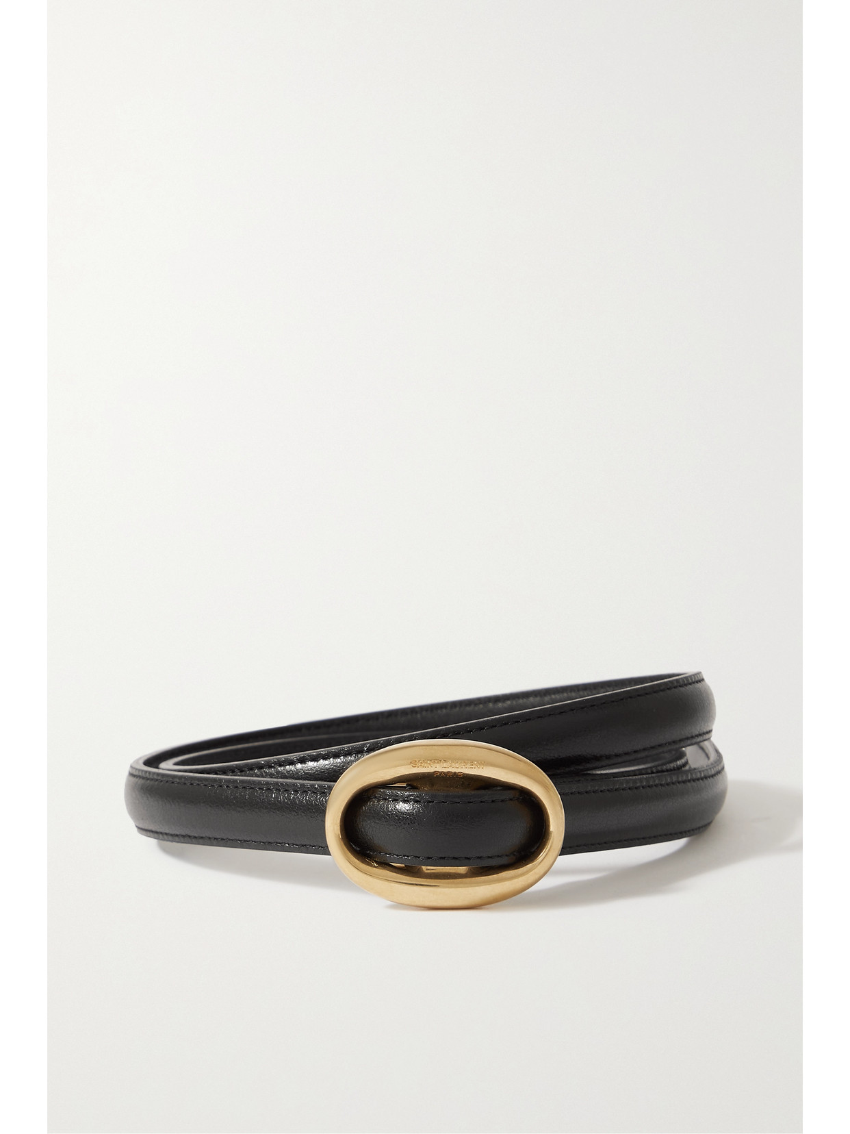 Saint Laurent Glossed-leather Belt In 1000 Black