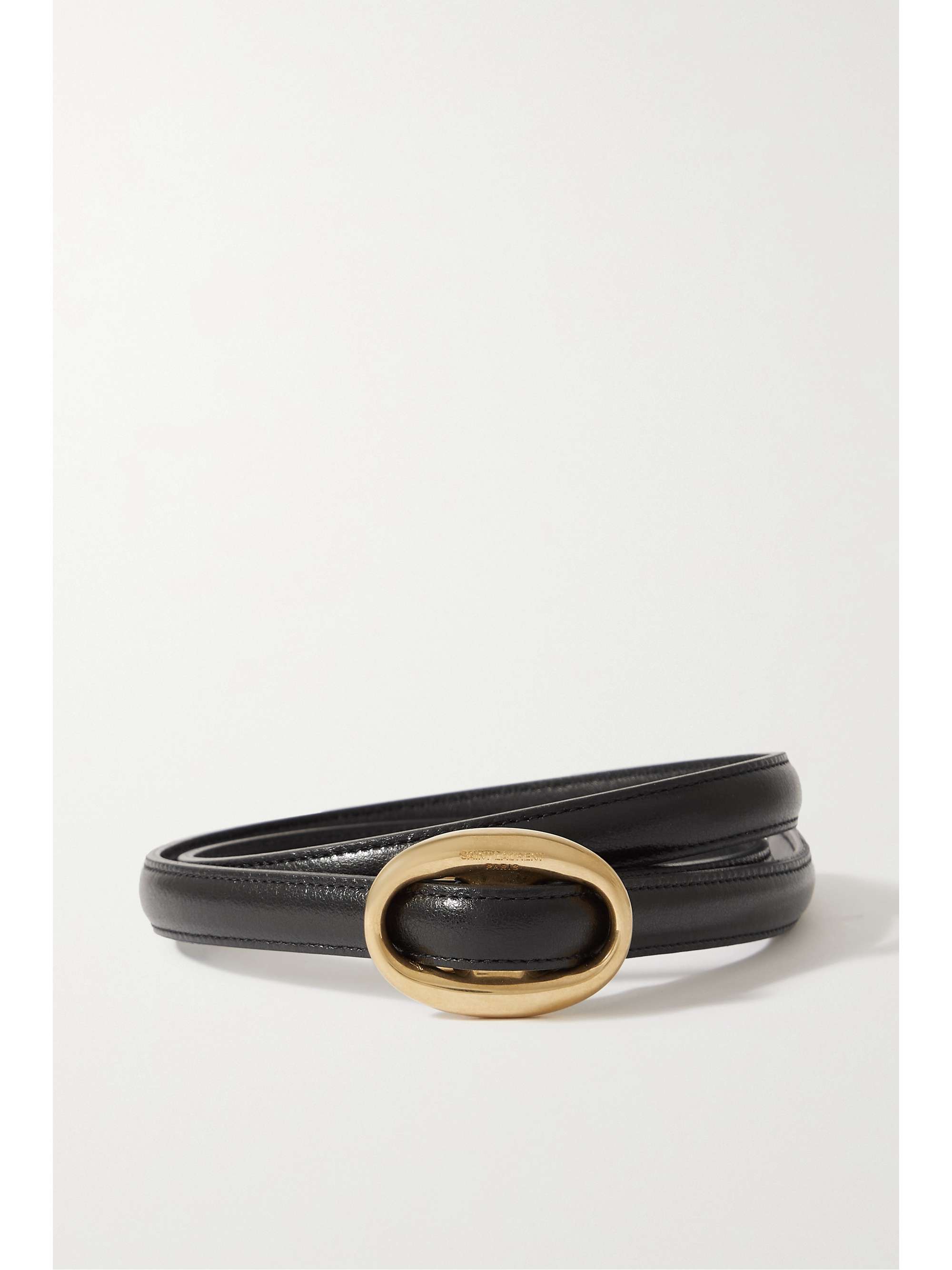 Saint Laurent Leather Belt In Black/gold