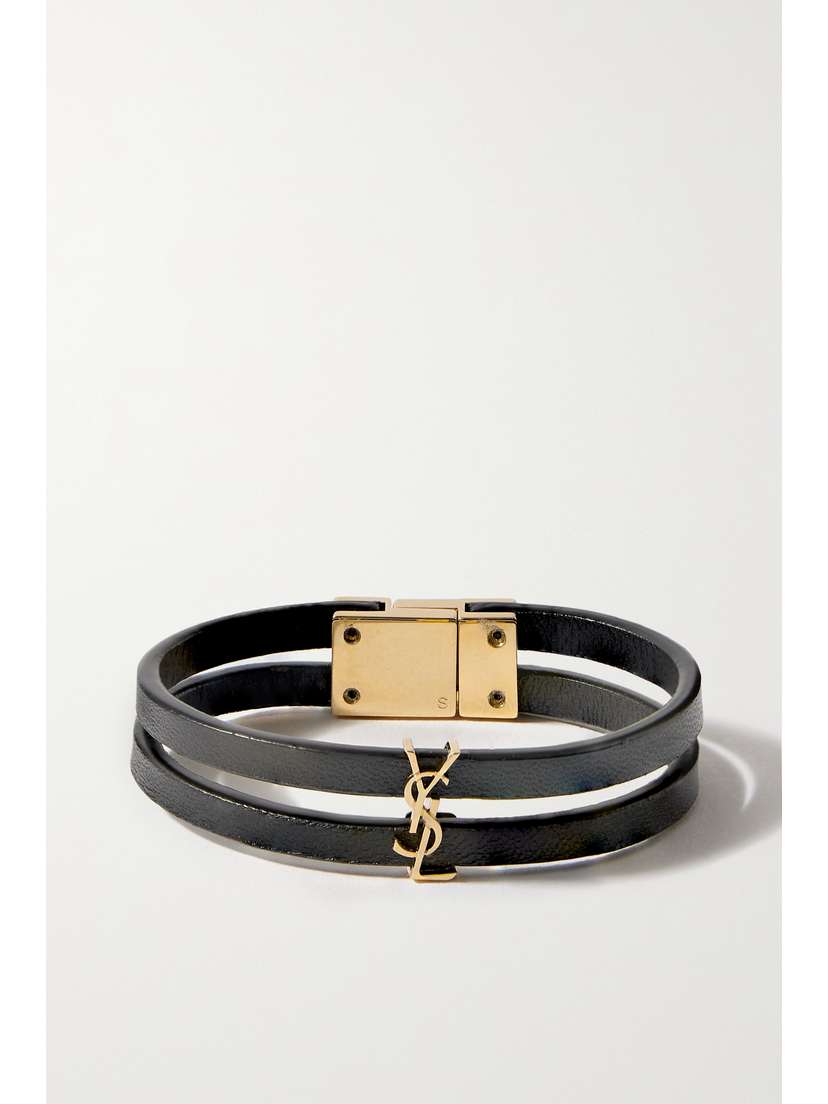 Saint Laurent Cassandre Gold-tone eather Bracelet