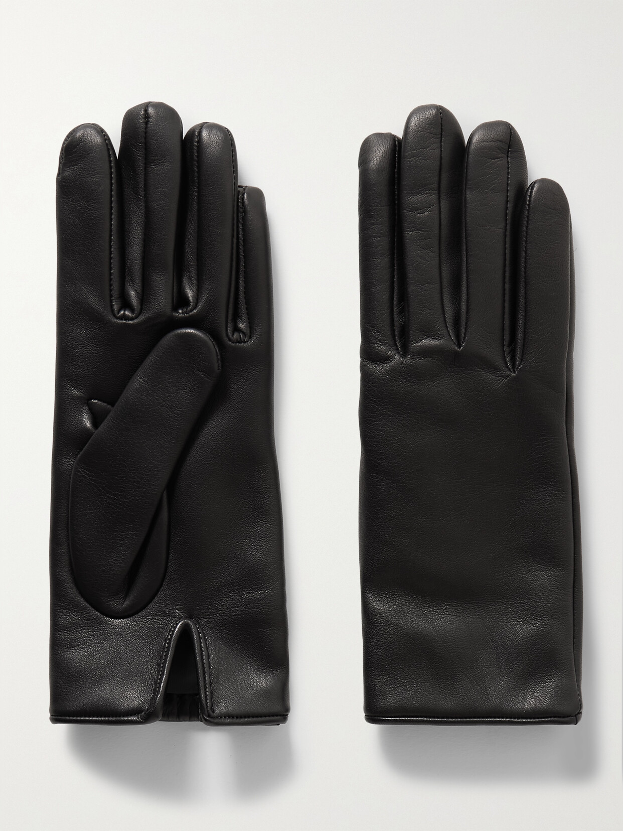 Saint Laurent Leather Gloves In Black