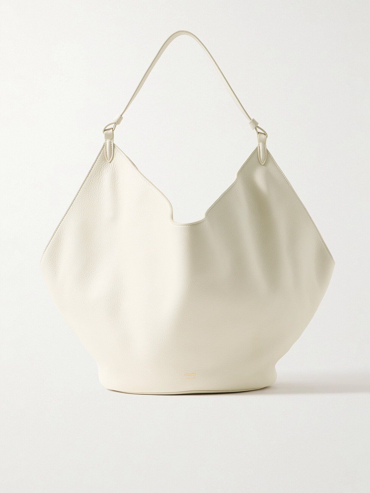 Shop Khaite Lotus Medium Textured-leather Tote In Off-white