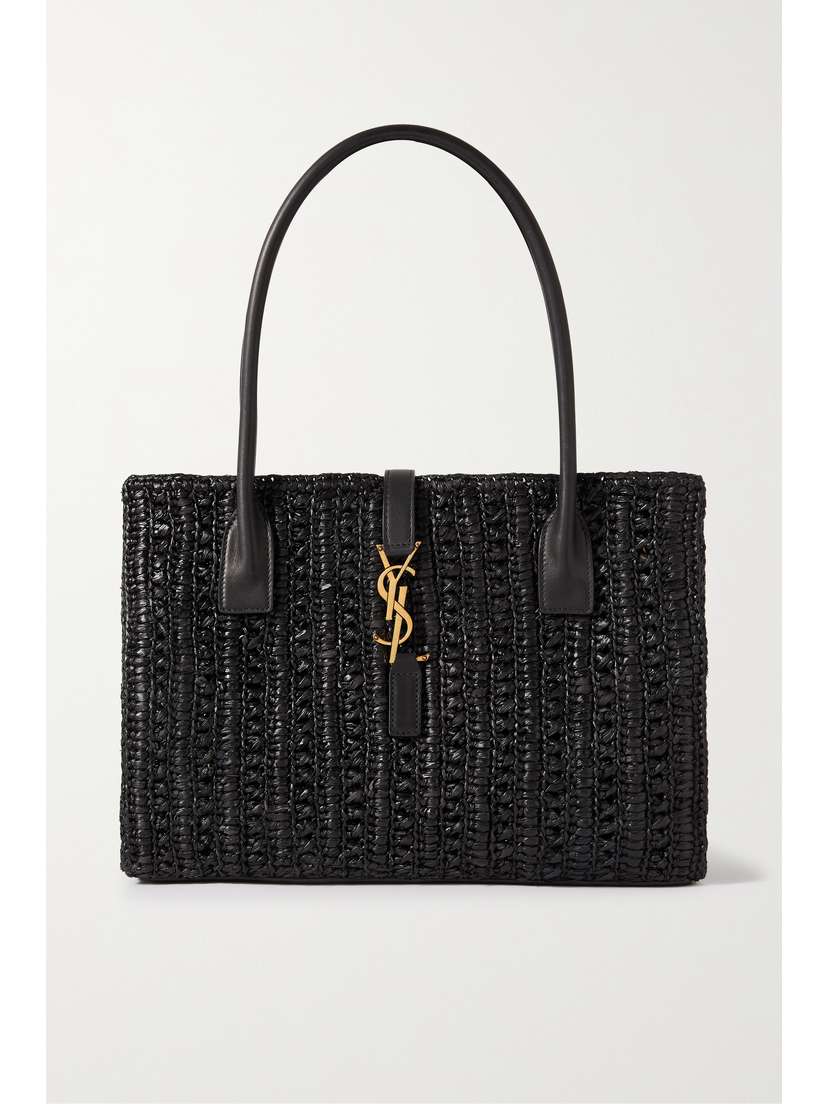 Saint Laurent Panier Leather-trimmed Raffia Tote