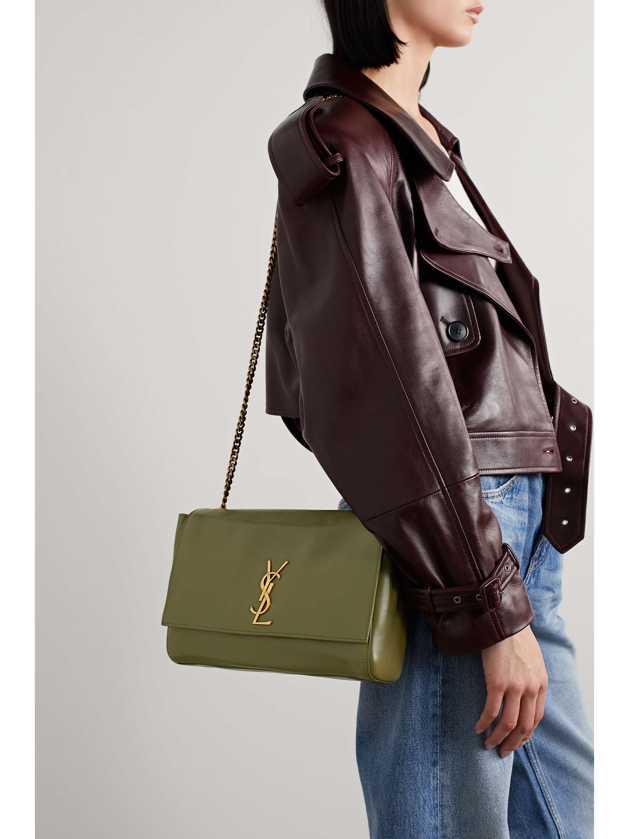 SAINT LAURENT Kate reversible leather and suede shoulder bag NETAPORTER