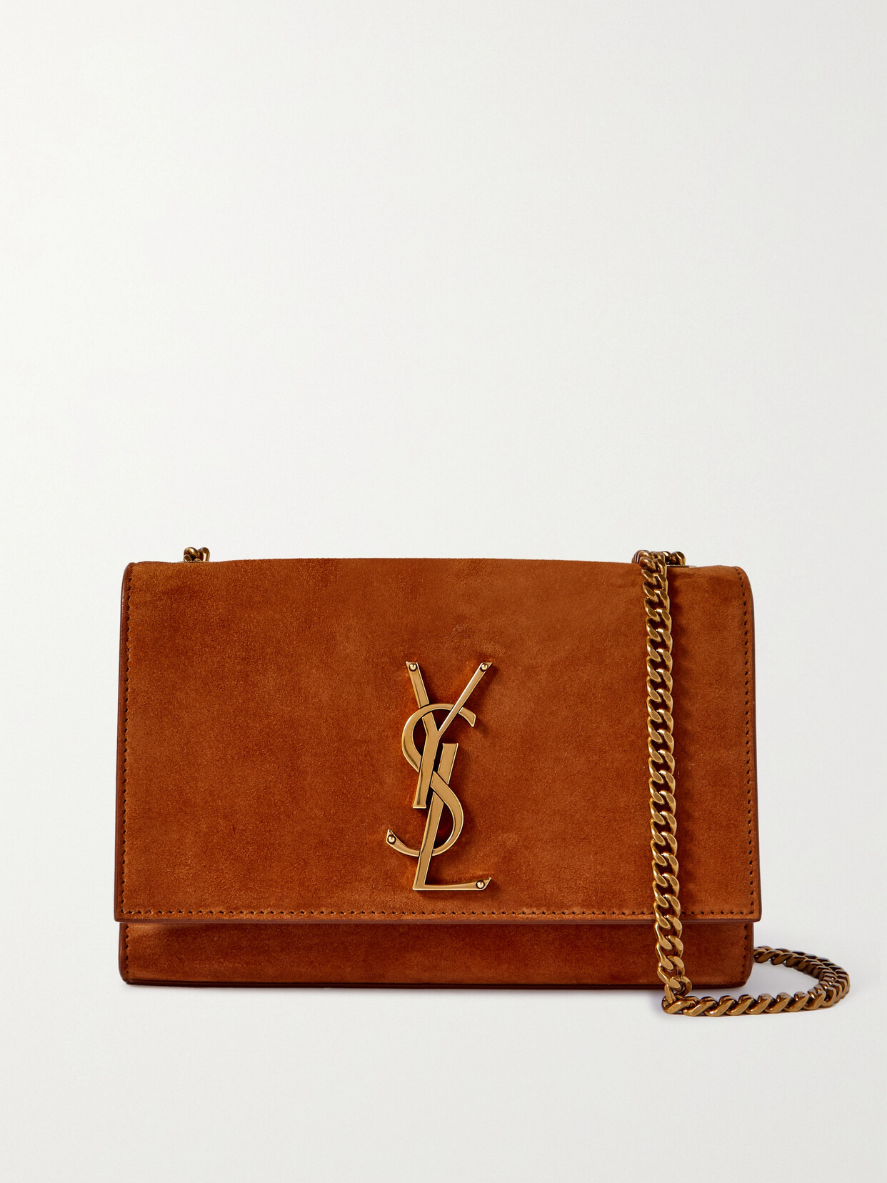 Shop Saint Laurent Kate Medium Suede Shoulder Bag In Brown