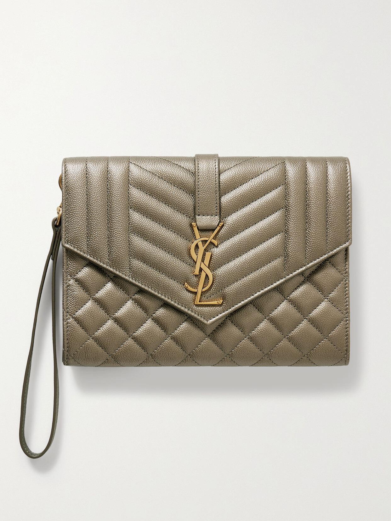 Saint Laurent Quilted Metallic Leather Chain Wallet