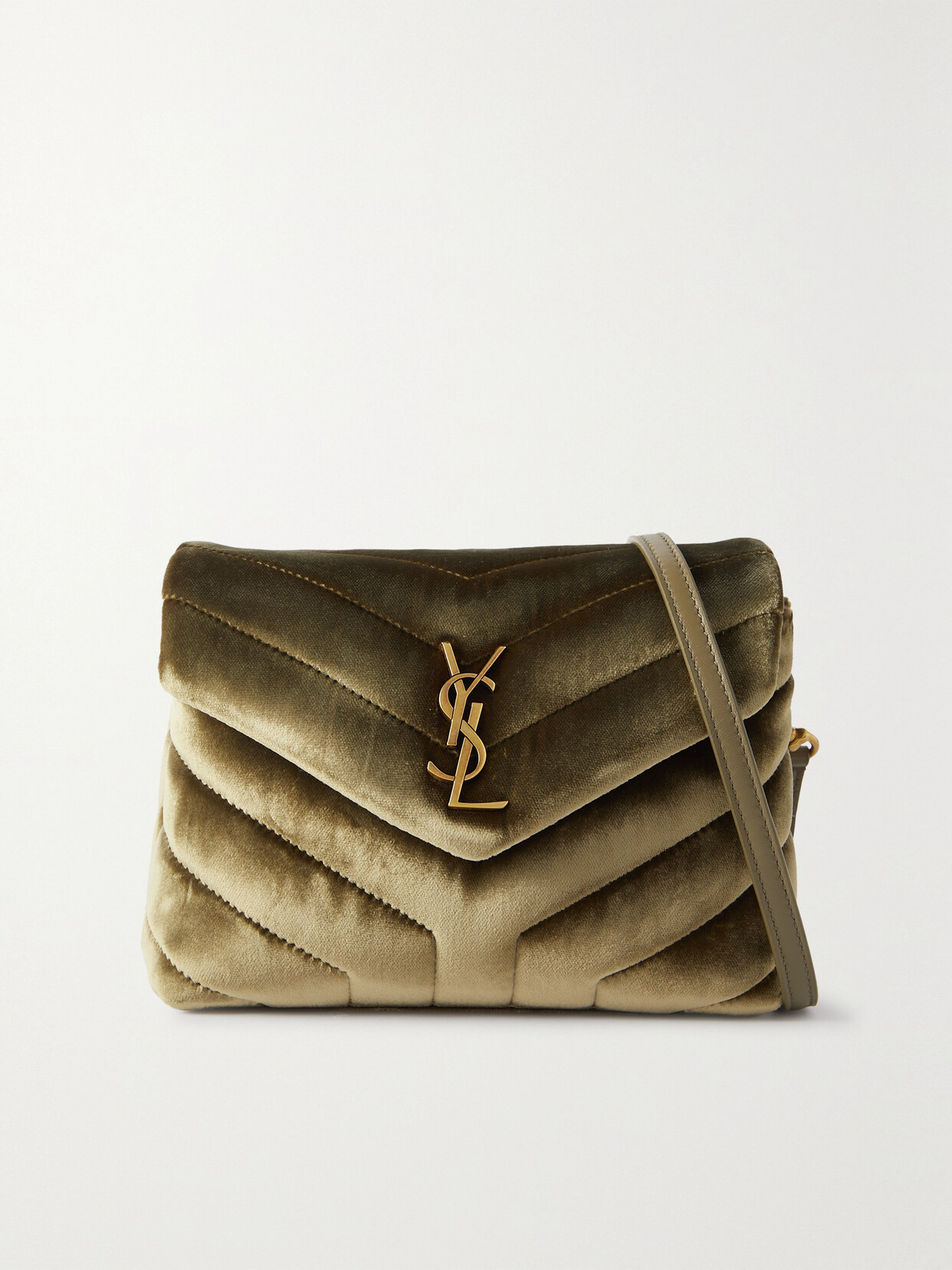 SAINT LAURENT - Loulou Small Quilted Velvet Shoulder Bag - Green