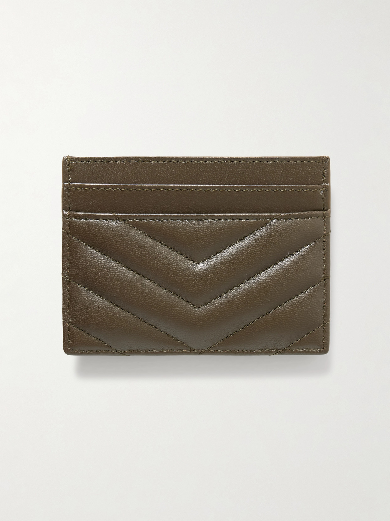 Saint Laurent Cassandre Matelassé Leather Cardholder In Green