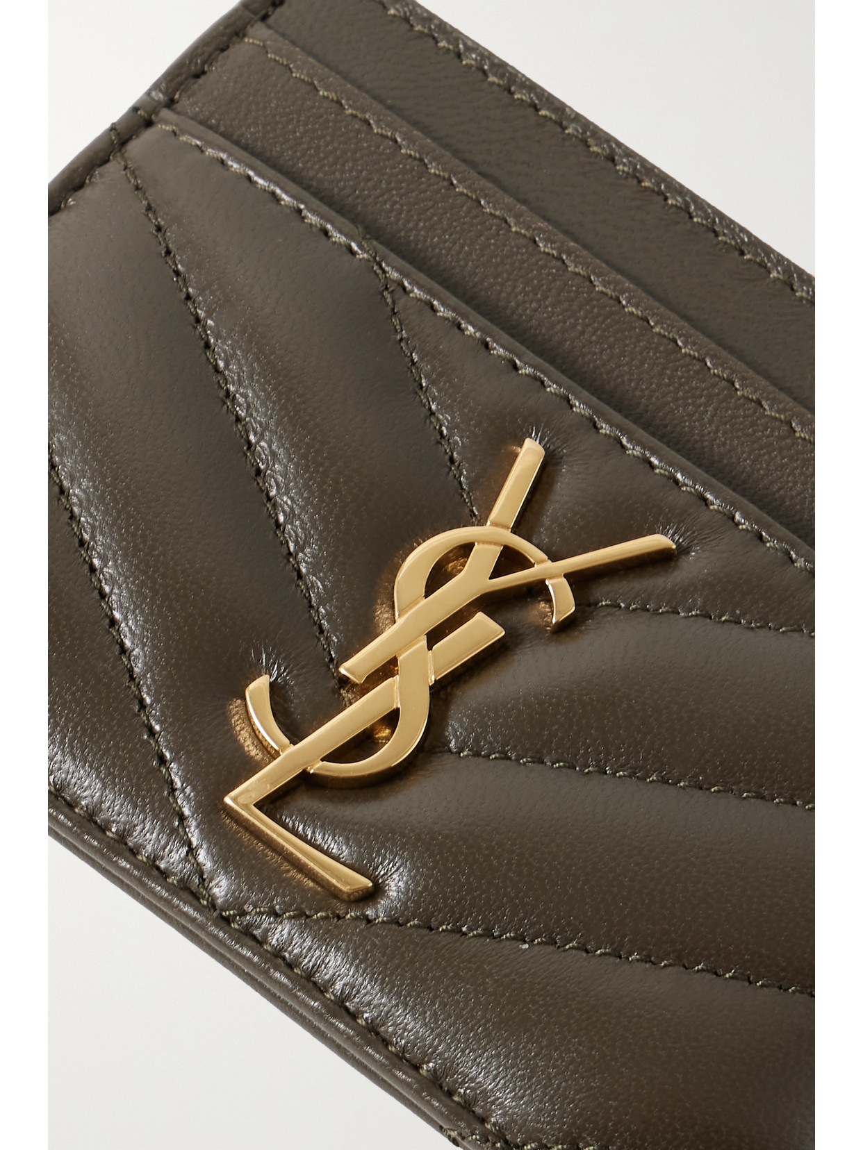 Saint Laurent Cassandre Matelassé Leather Cardholder In Green