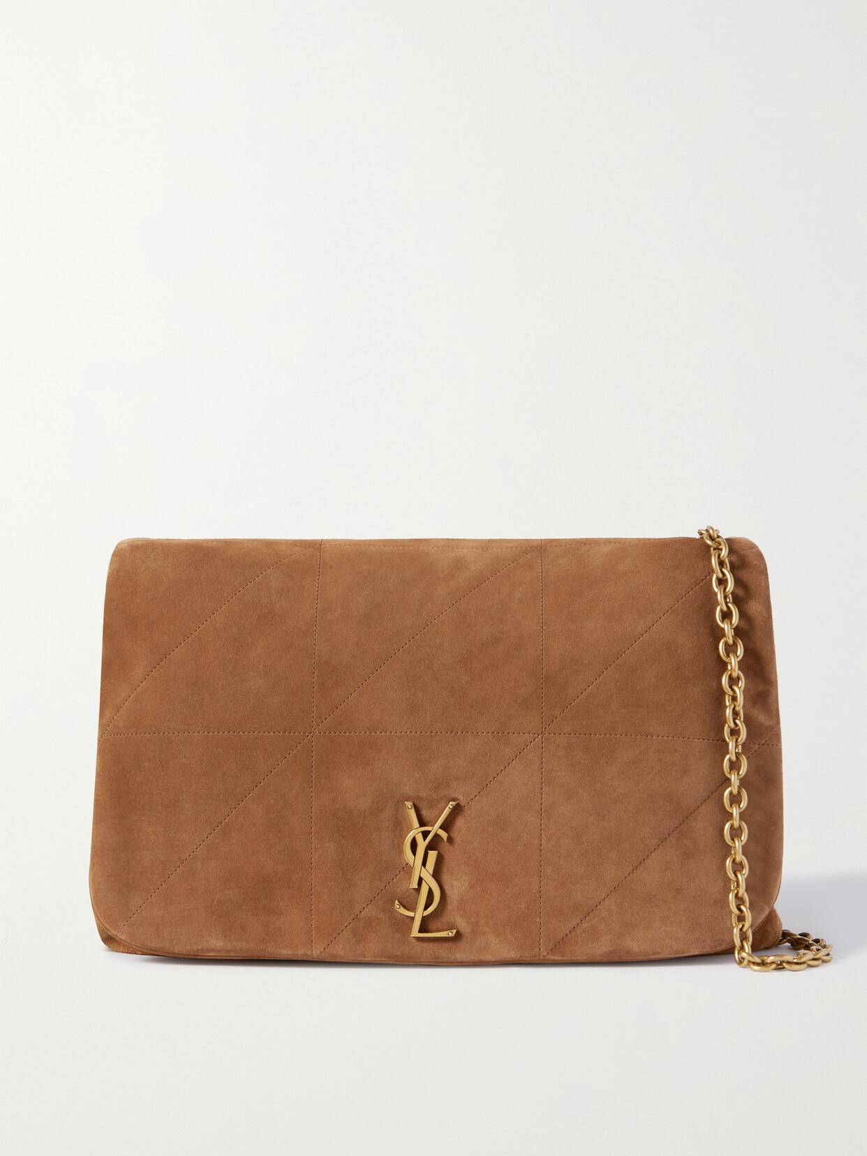 Saint Laurent Jamie Quilted Suede Shoulder Bag In Brown