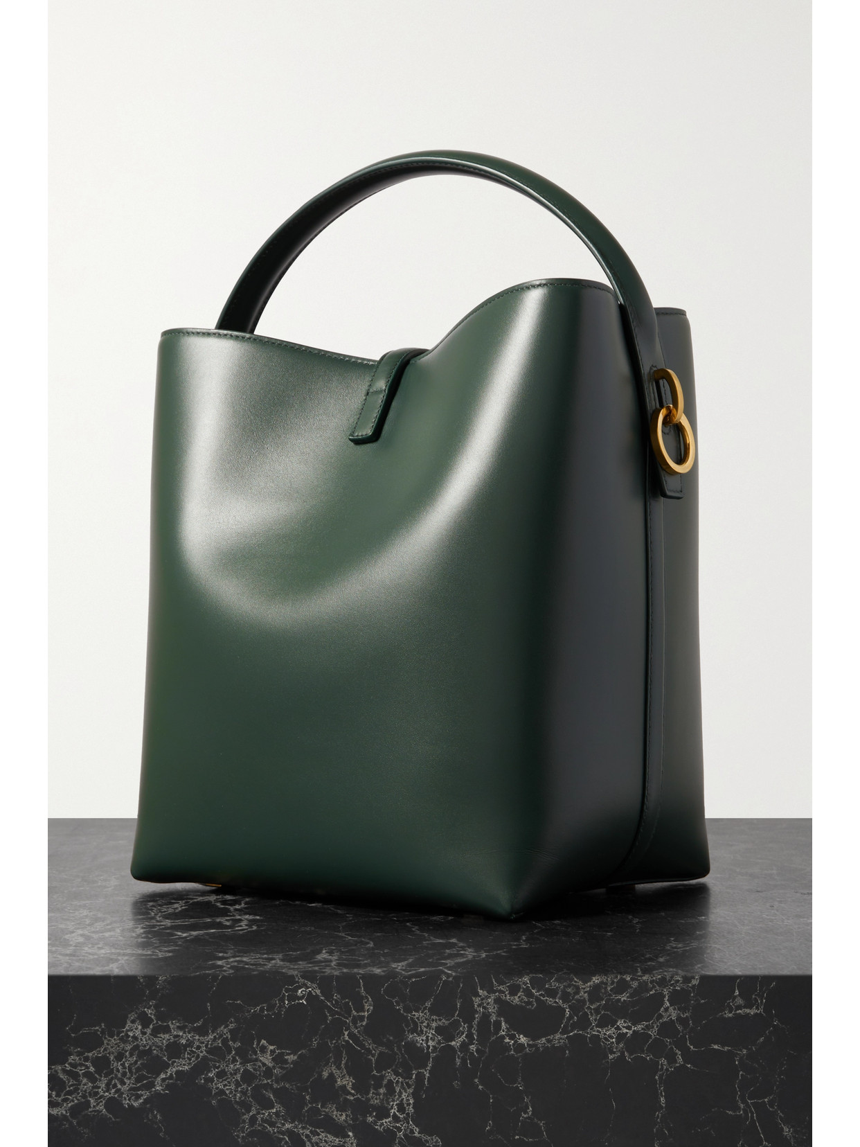 Shop Saint Laurent Le 37 Leather Bucket Bag In Green