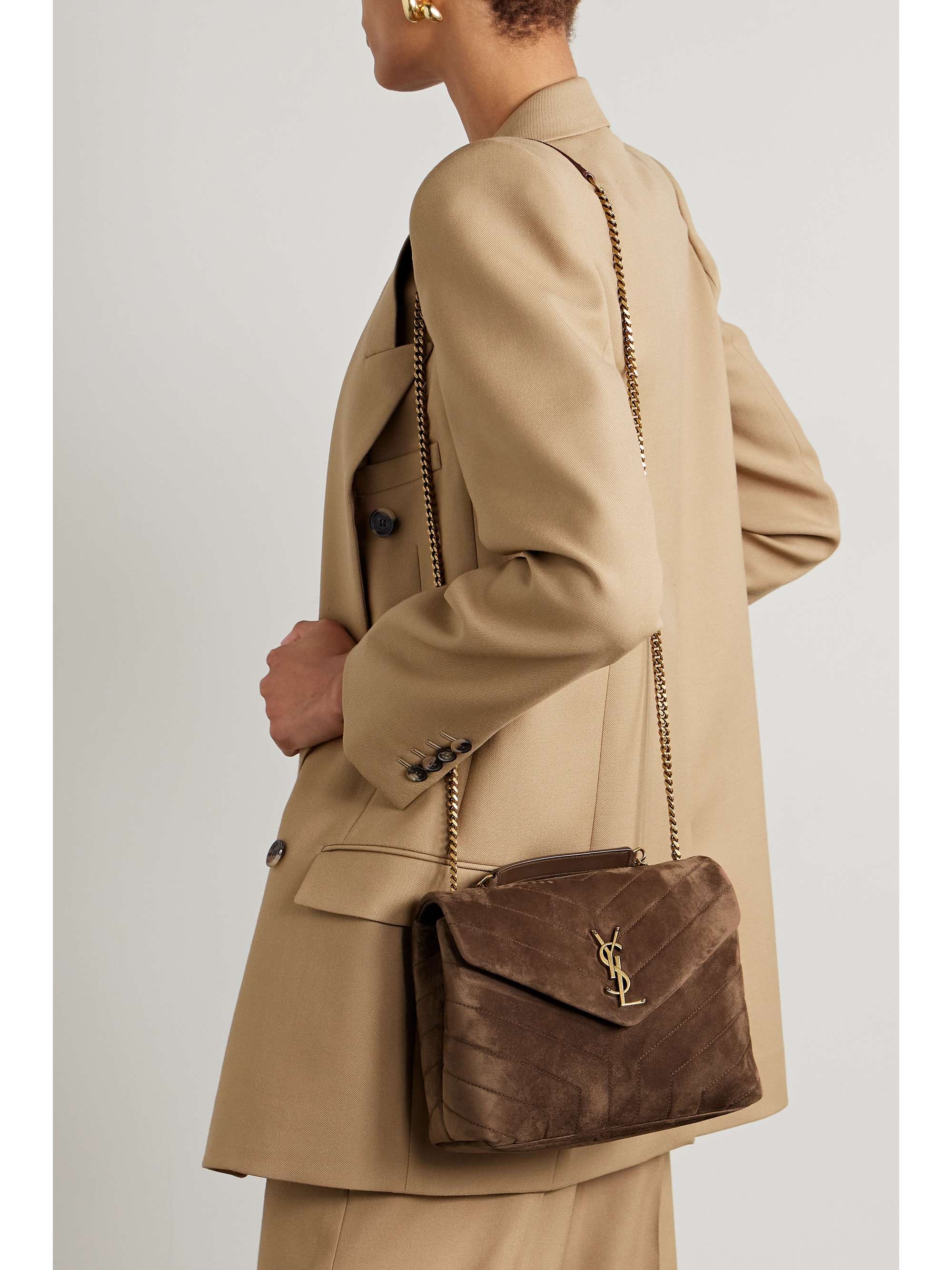 SAINT LAURENT Loulou small quilted suede shoulder bag NETAPORTER