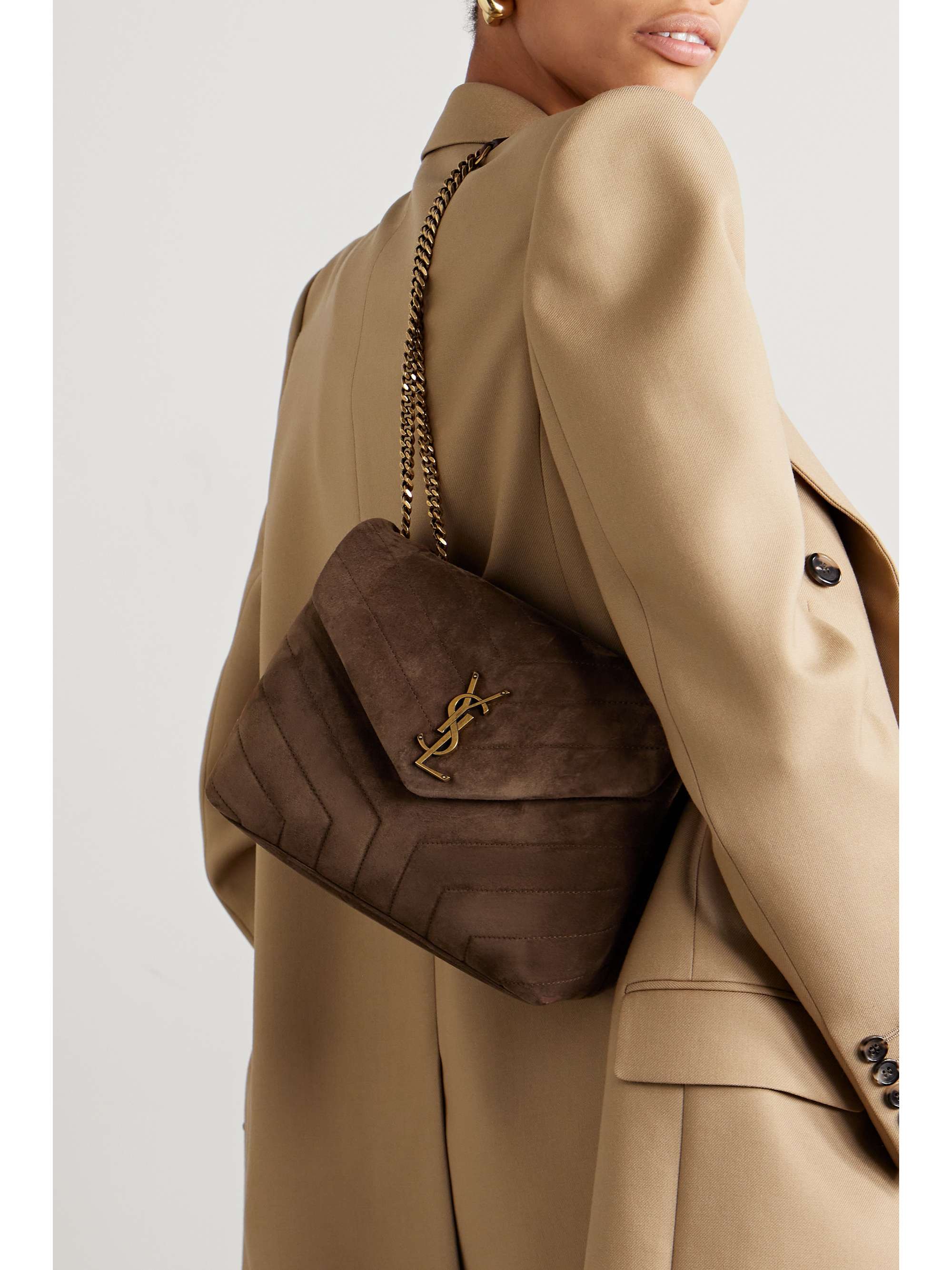 SAINT LAURENT Loulou small quilted suede shoulder bag NETAPORTER