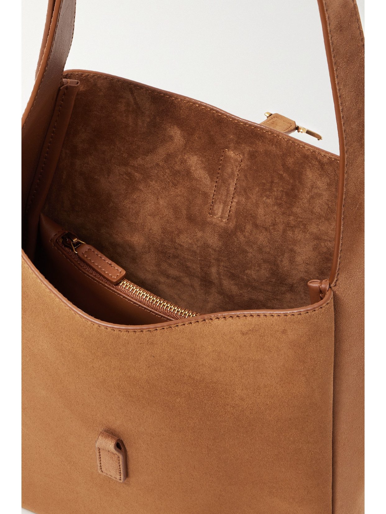 Shop Saint Laurent Le 5 À 7 Supple Small Suede Tote In Brown