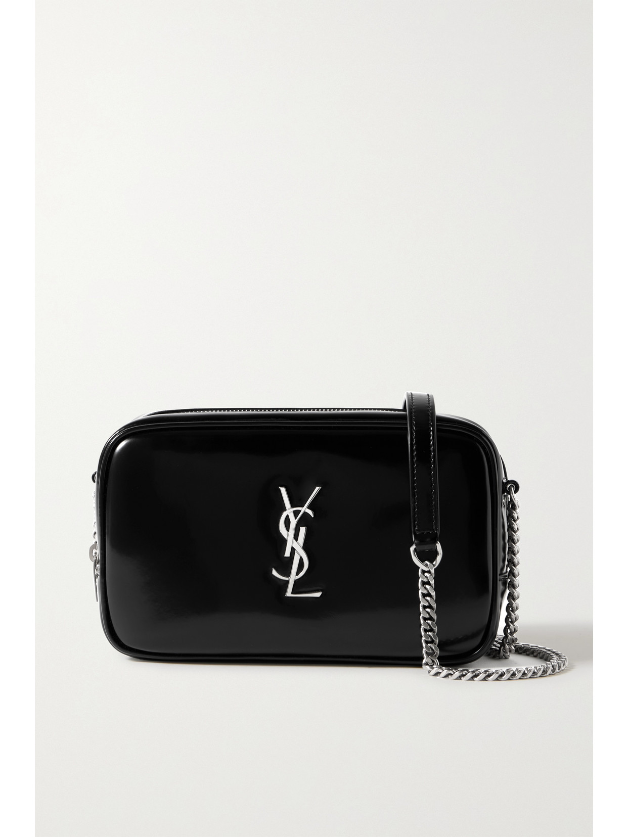 SAINT LAURENT - Lou Mini Patent-leather Shoulder Bag - Black