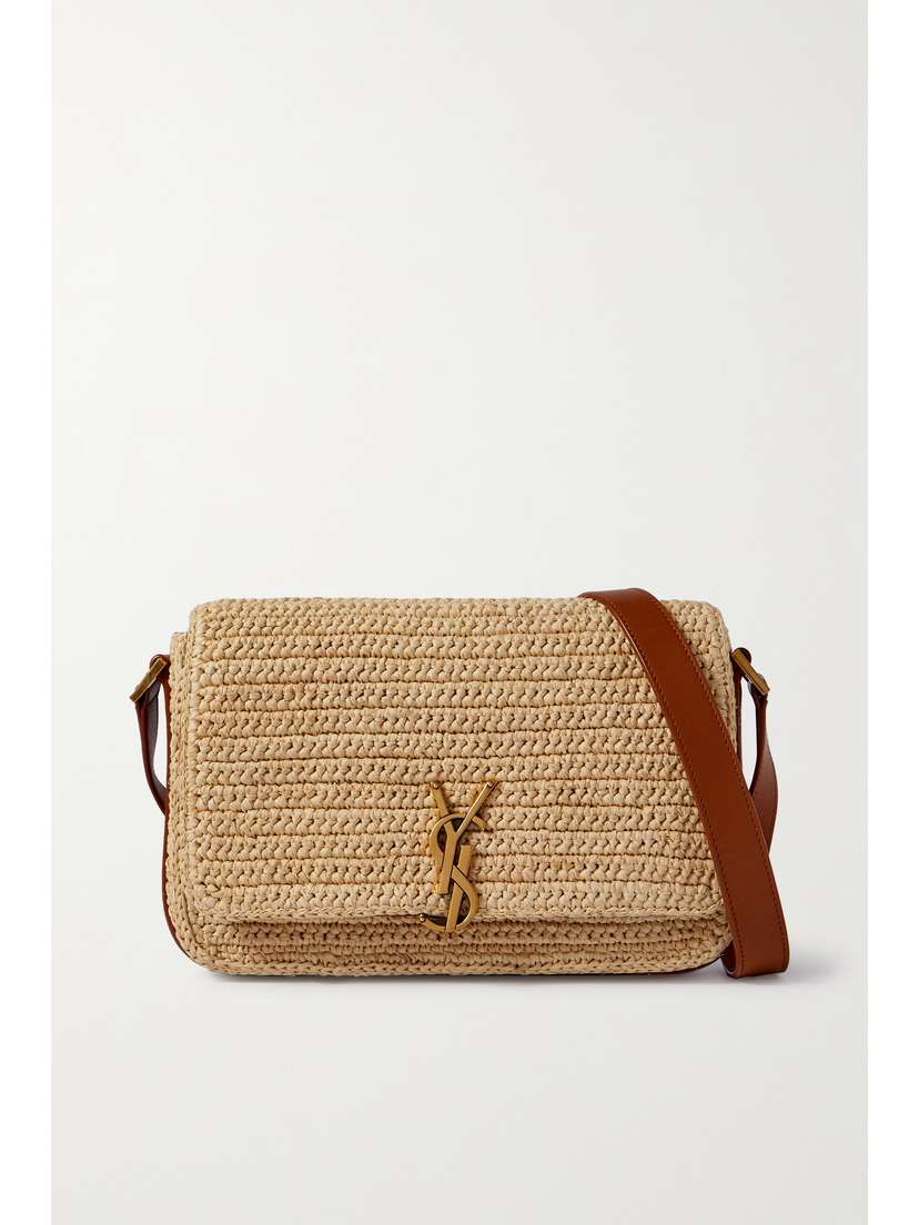 Saint Laurent Solferino Medium Leather-trimmed Raffia Shoulder Bag -  - One size