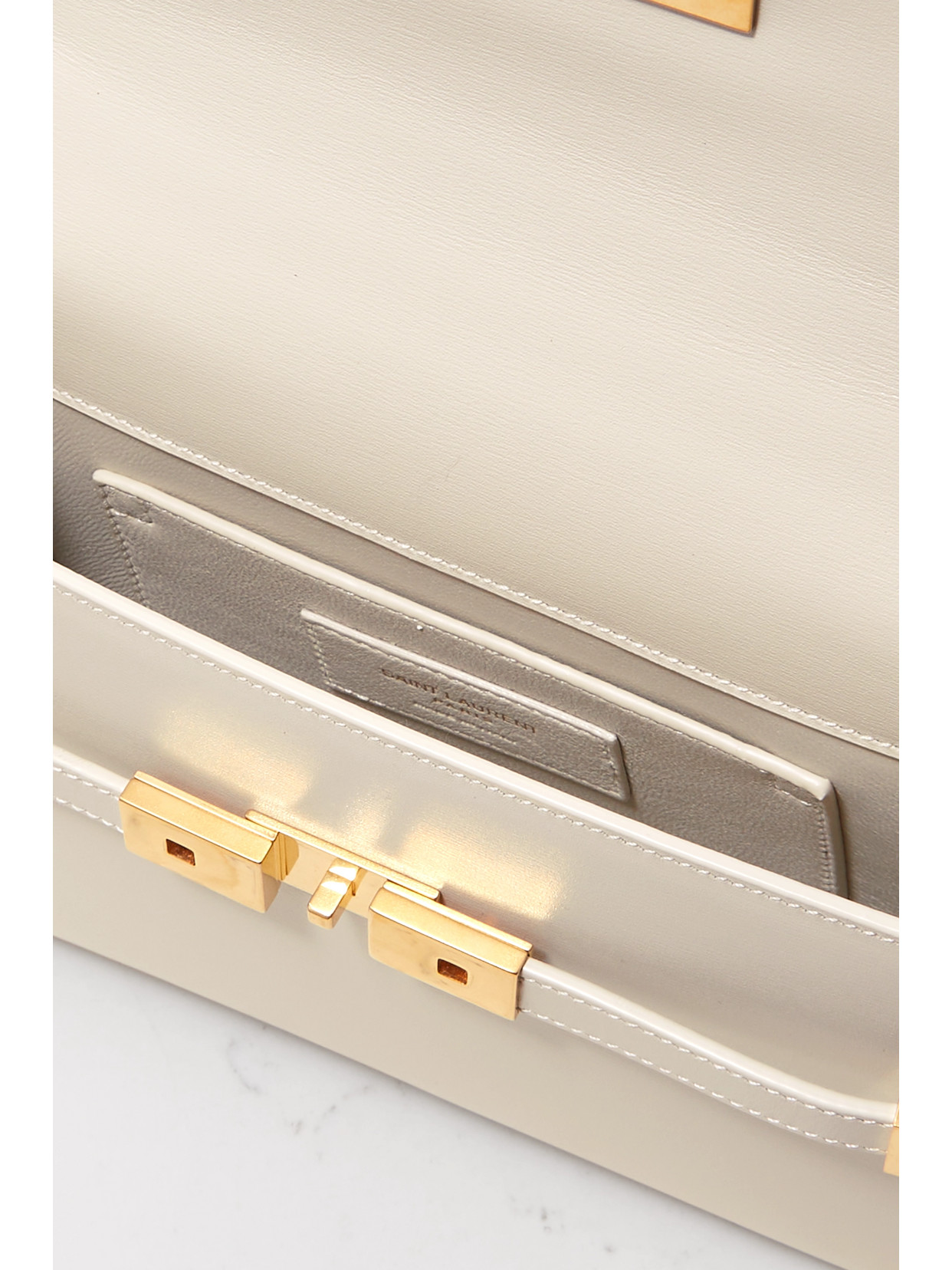 Saint Laurent Manhattan Mini Leather Shoulder Bag In White