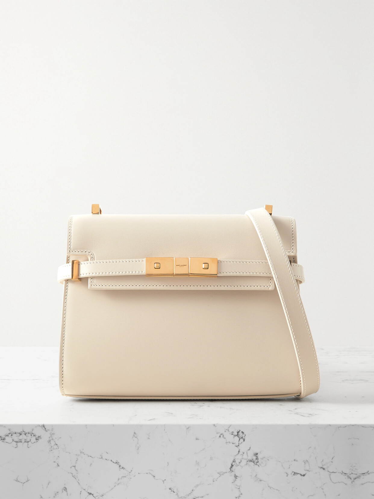 SAINT LAURENT - Manhattan Mini Leather Shoulder Bag - White