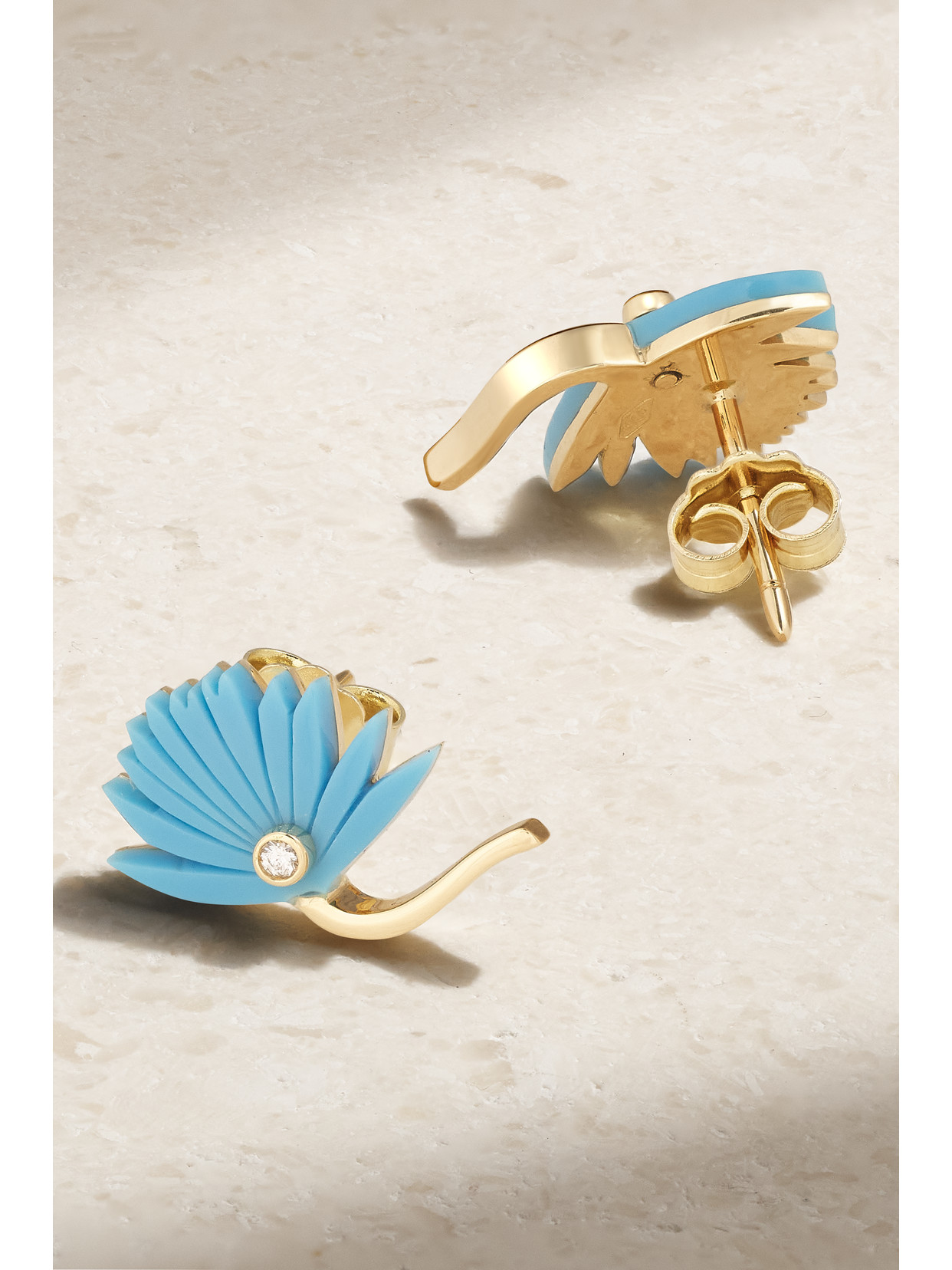 L'atelier Nawbar 18-karat Gold, Turquoise And Diamond Earrings In Gold