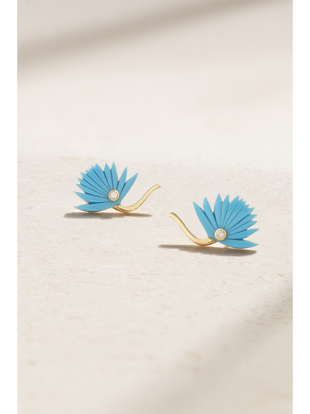 L'atelier Nawbar 18-karat Gold, Turquoise And Diamond Earrings