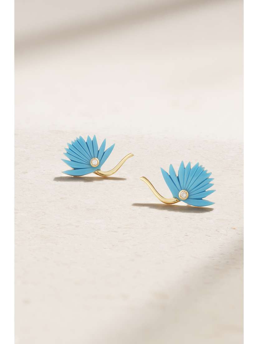 L’Atelier Nawbar 18-karat Gold, Turquoise And Diamond Earrings