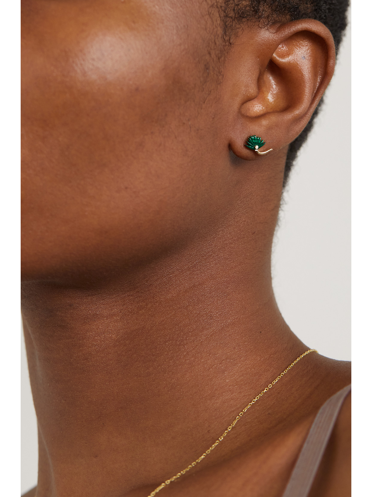 Shop L'atelier Nawbar 18-karat Gold, Malachite And Diamond Earrings