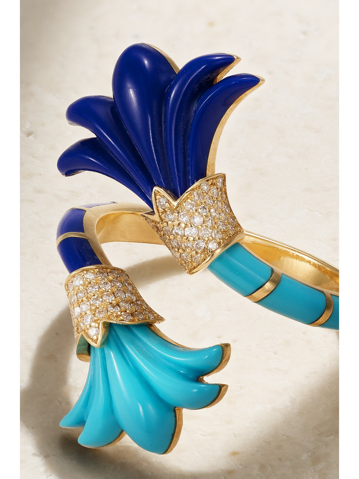 L'atelier Nawbar Flower Asheq Maashouq 18-karat Gold Multi-stone Ring In Gold