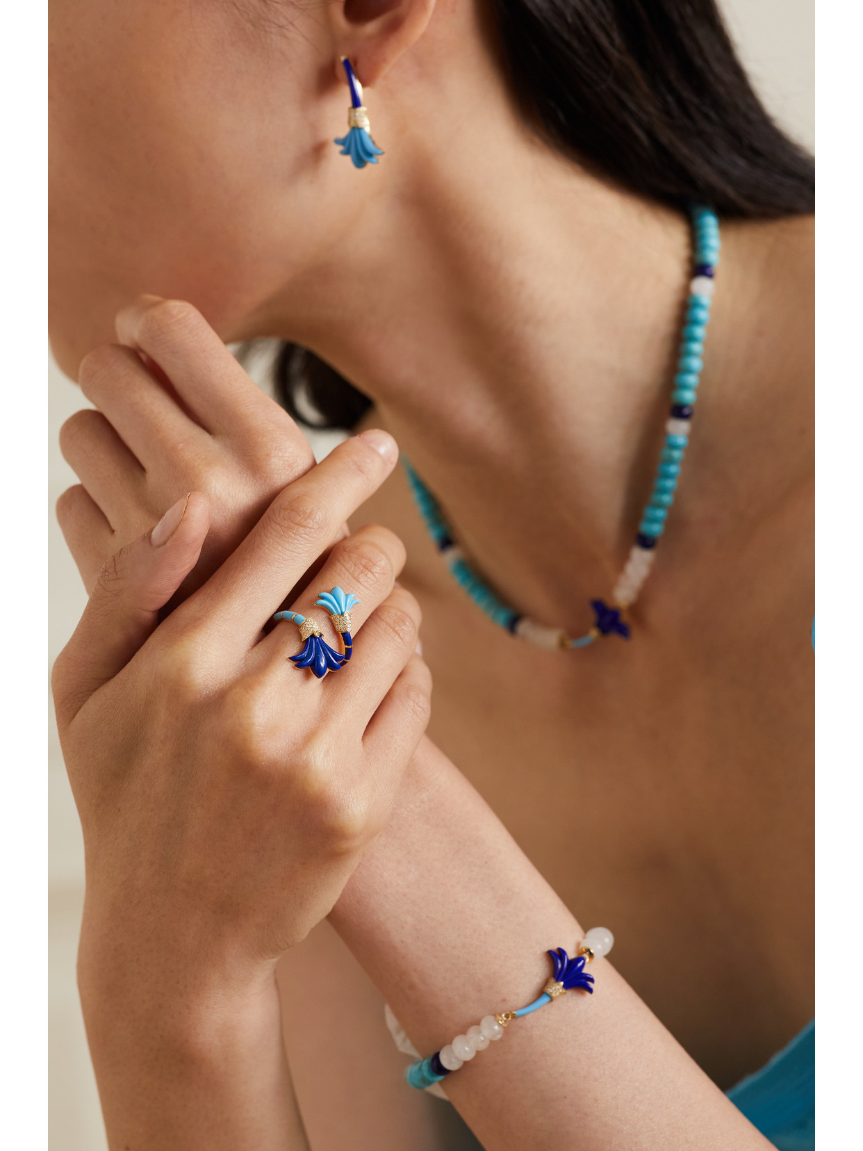 L'atelier Nawbar Flower Asheq Maashouq 18-karat Gold Multi-stone Ring In Gold