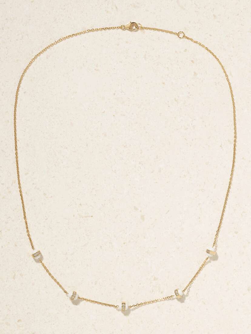 L’Atelier Nawbar Atoms 18-karat Gold, Enamel And Diamond Necklace