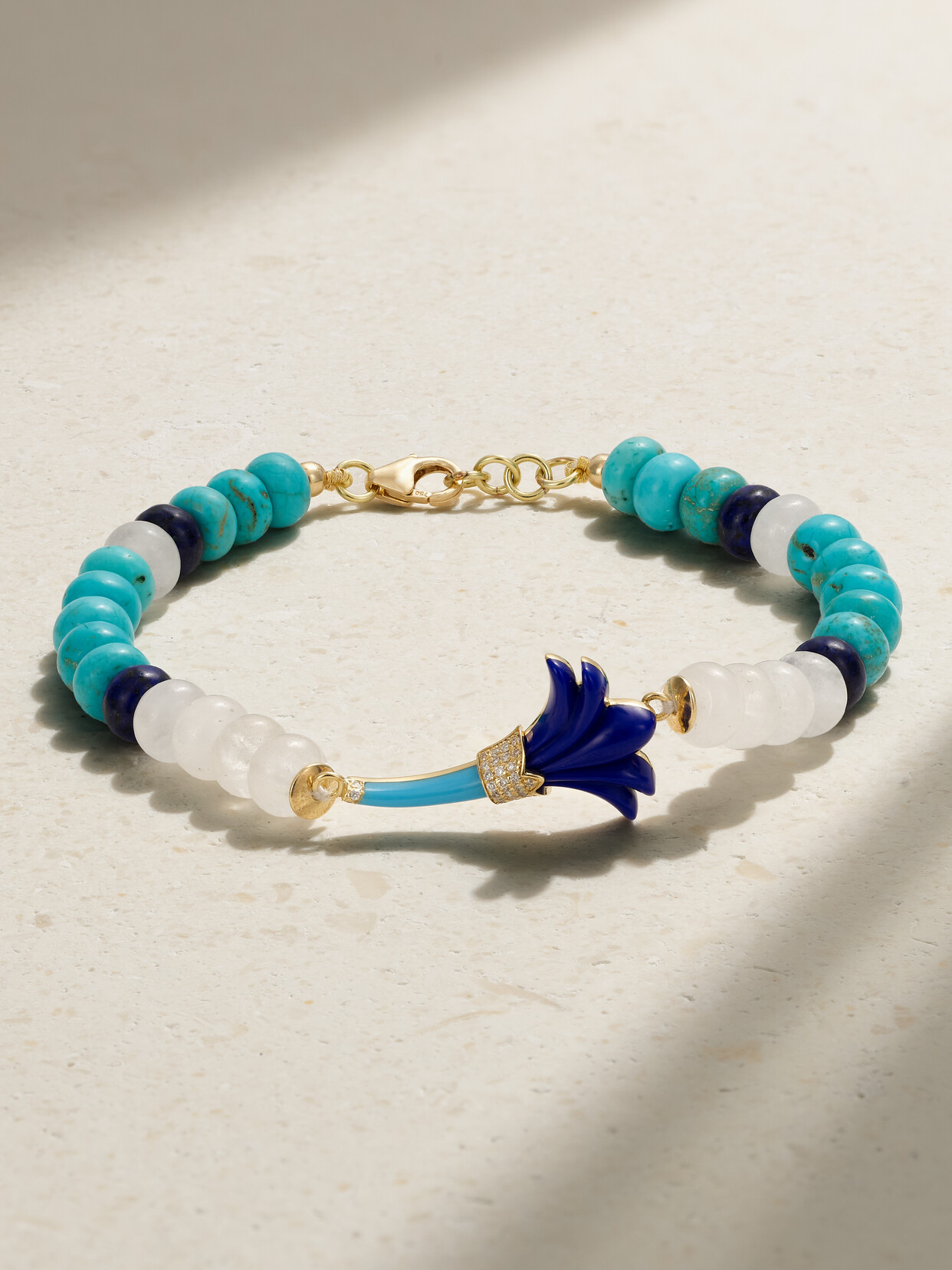 L'atelier Nawbar Flower 18-karat Gold Multi-stone Bracelet