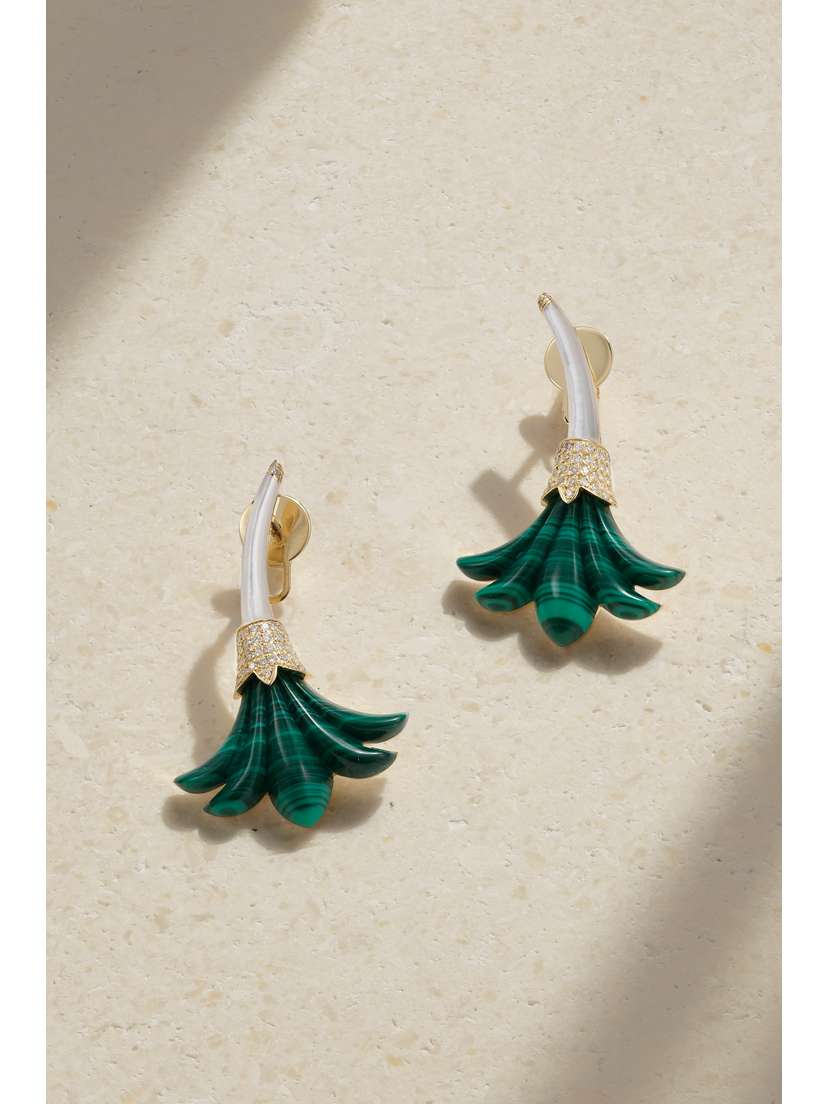 L’Atelier Nawbar Big Flower 18-karat Gold Multi-stone Earrings