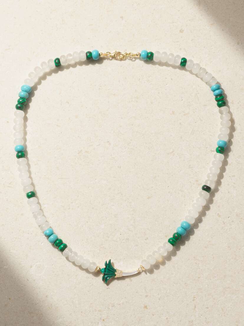 L’Atelier Nawbar Flower 18-karat Gold Multi-stone Necklace