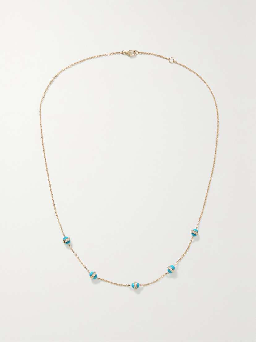 L’Atelier Nawbar Atoms 18-karat Gold, Enamel And Diamond Necklace