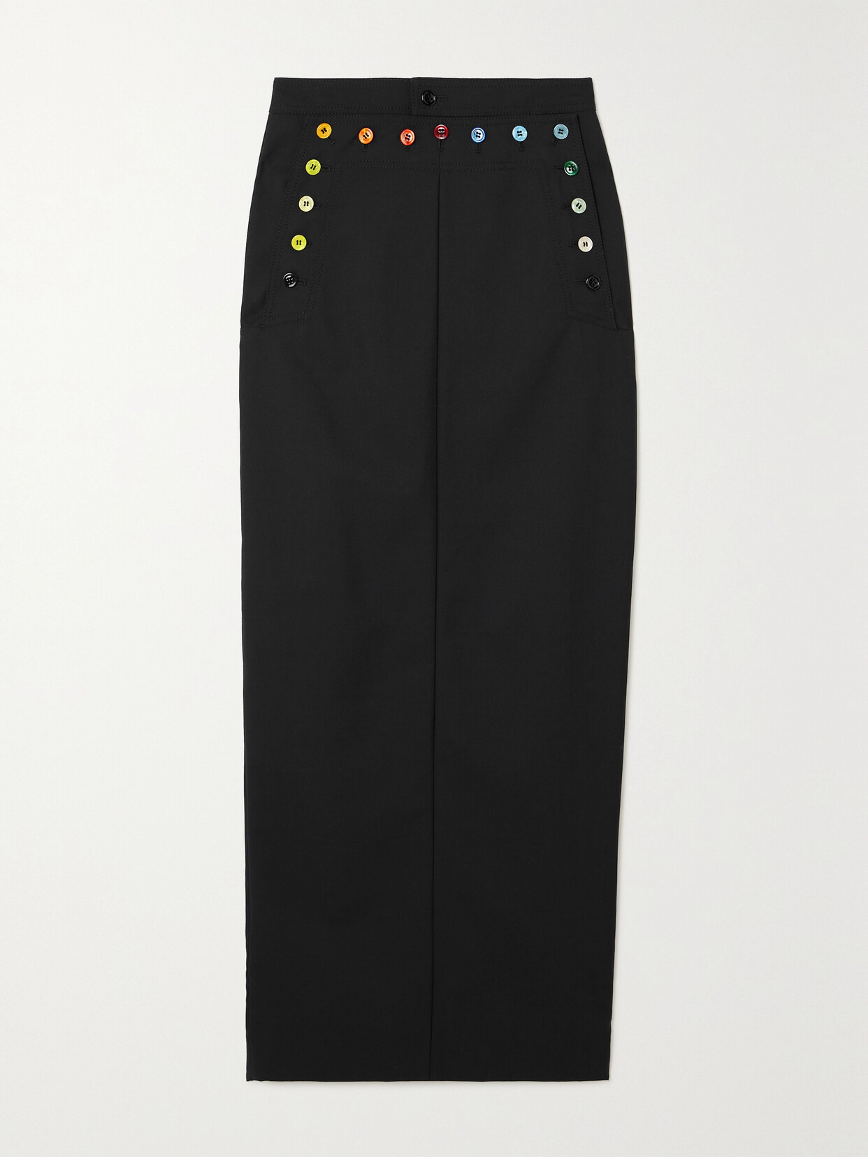 Christopher John Rogers Button-embellished Twill Maxi Skirt - Black