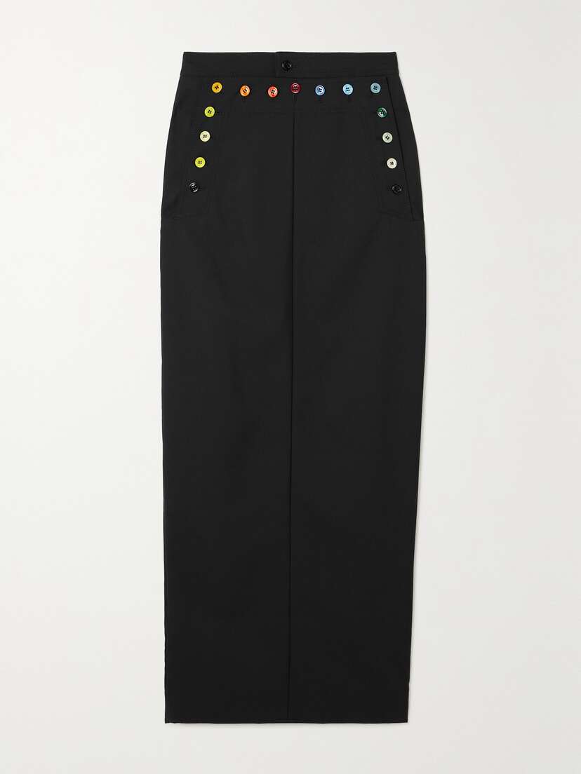 Christopher John Rogers Button-embellished Twill Maxi Skirt