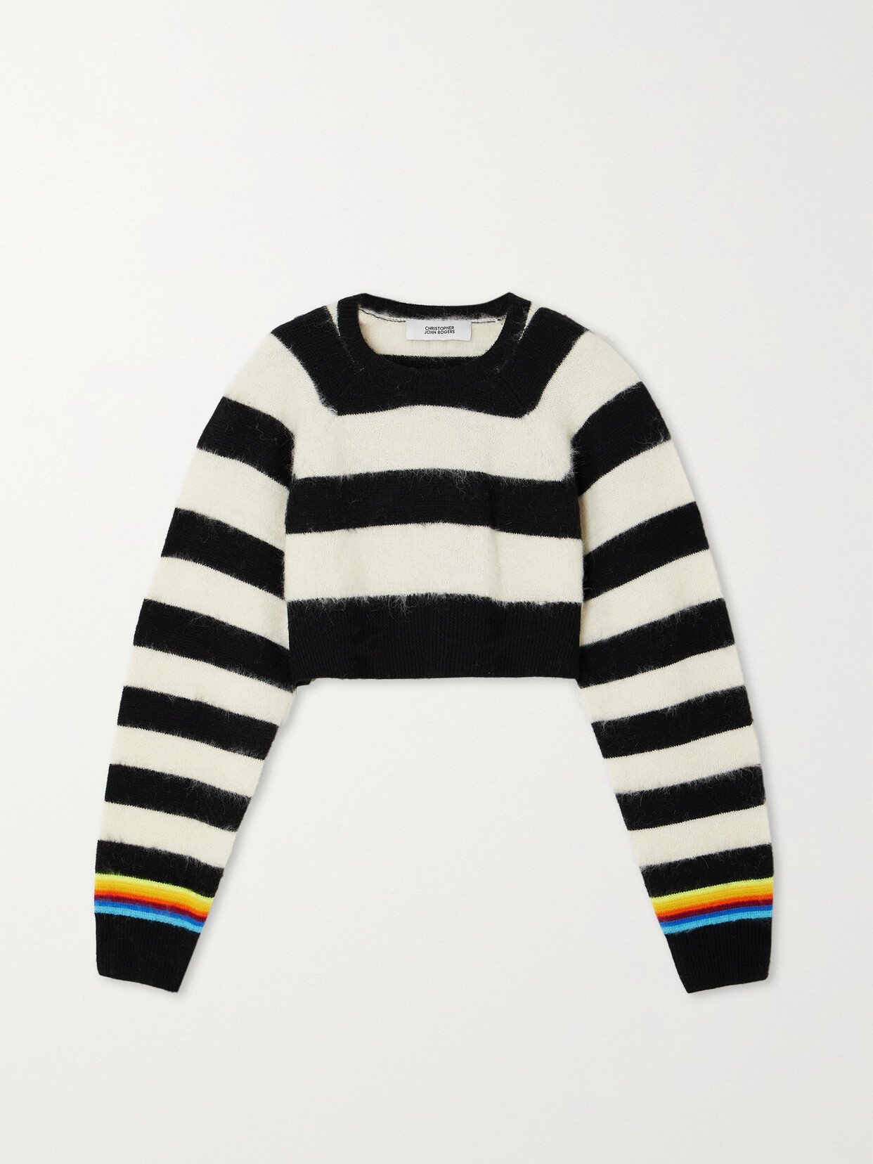 Christopher John Rogers Striped Brushed Wool-blend Sweater - Multi