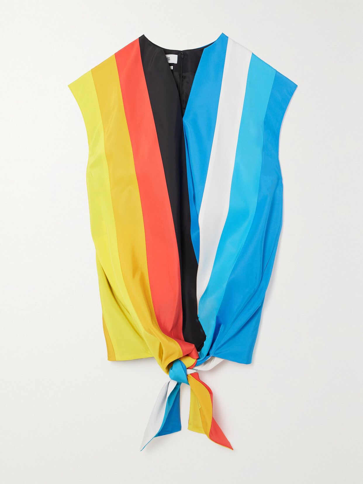 Christopher John Rogers Tie-detailed Striped Silk-taffeta Mini Dress - Blue