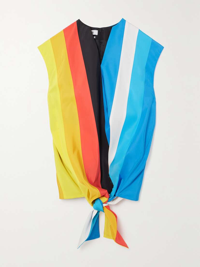 Christopher John Rogers Tie-detailed Striped Silk-taffeta Mini Dress - x large