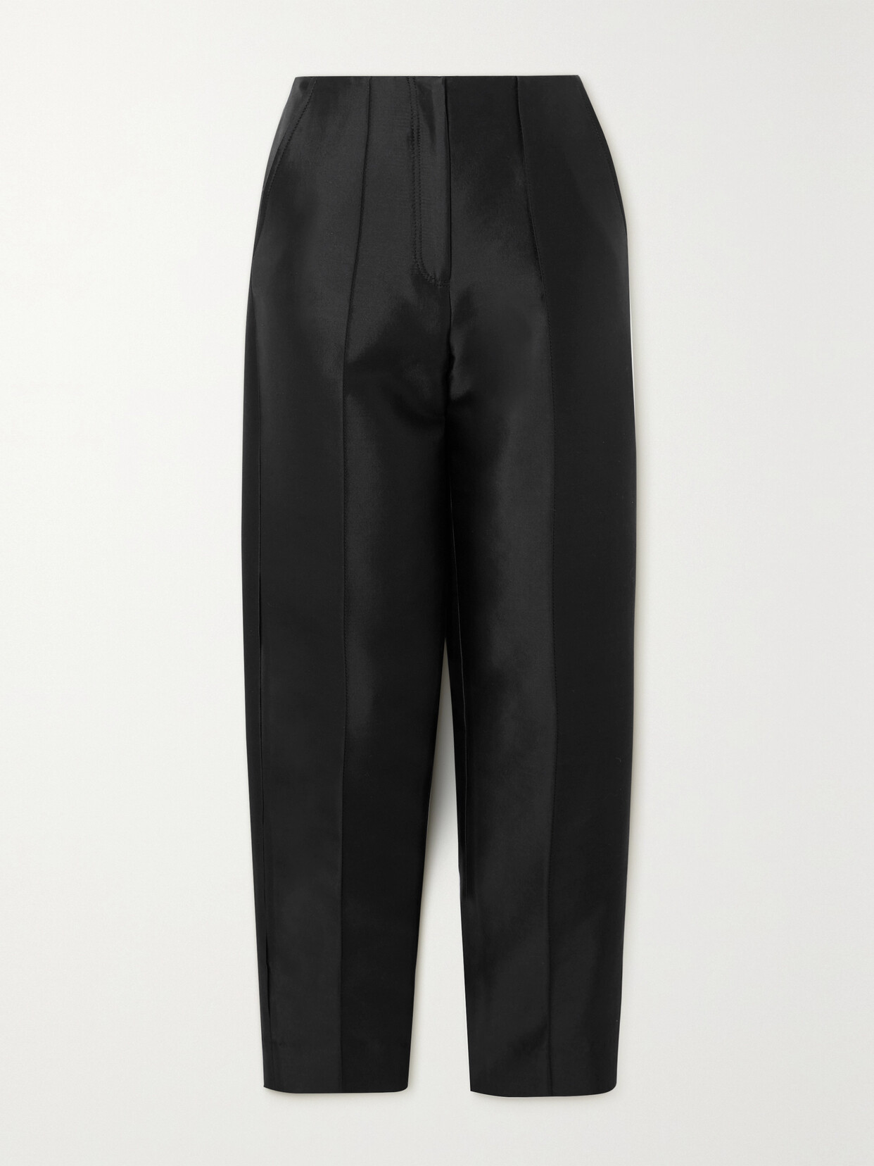 Shop Christopher John Rogers Silk And Wool-blend Twill Tapered Pants In Black