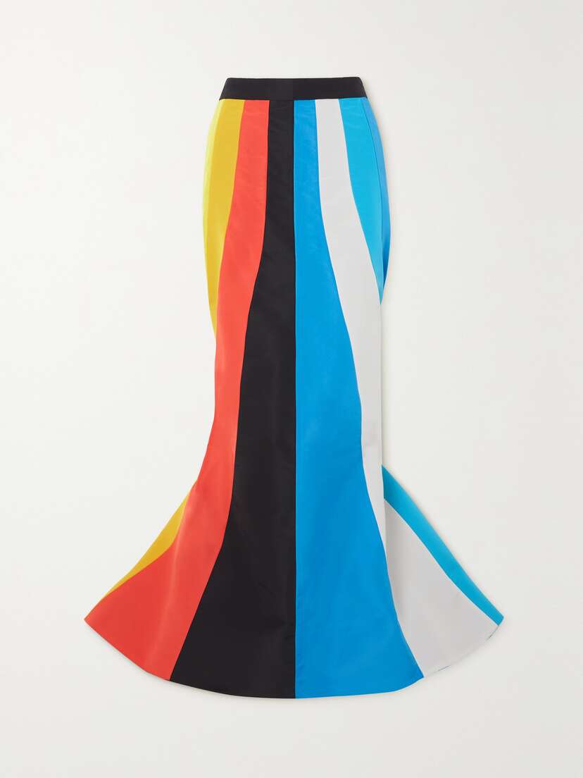 Christopher John Rogers Striped Silk-taffeta Maxi Skirt