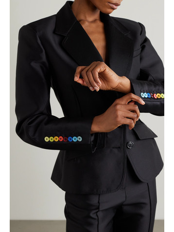 Christopher John Rogers Gathered silk and wool-blend twill blazer